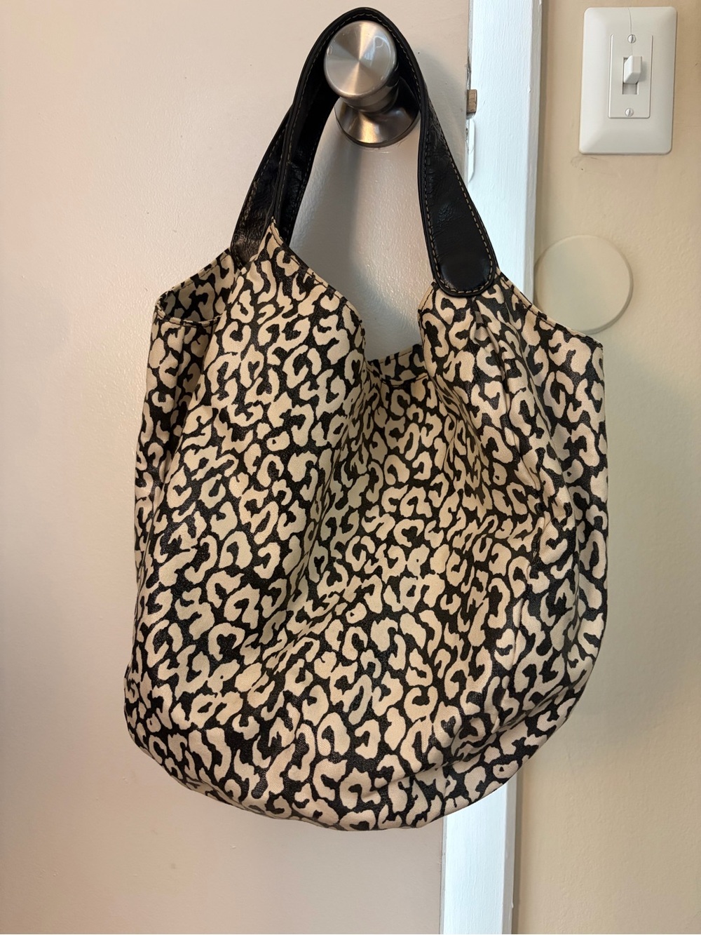 J. Crew leopard print coated cotton tote